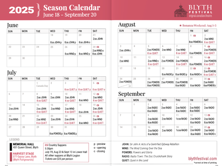 Blyth Season Calendar